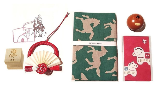 干支版木スタンプ 豆水引飾り 手拭い「群れ馬」 新年にぴったりの厳選アイテム！ 細見美術館 ARTCUBE SHOP