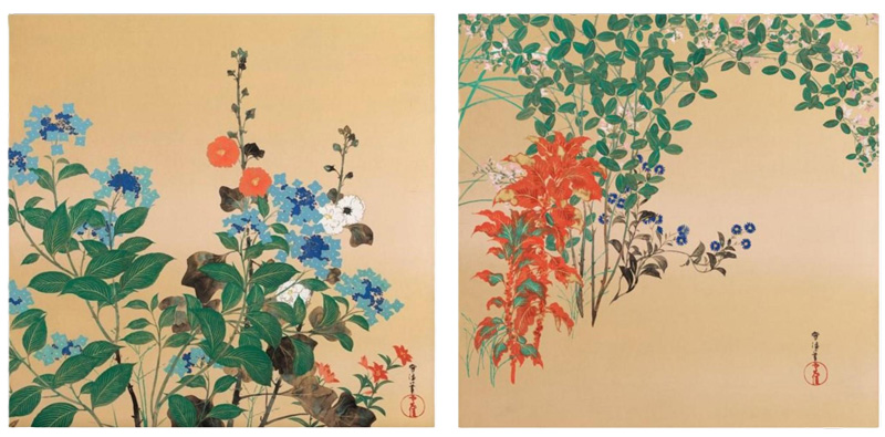 神坂雪佳 四季草花図 あじさい 四季草花図 秋草 細見コレクション 琳派風呂敷 細見美術館 ARTCUBE SHOP
